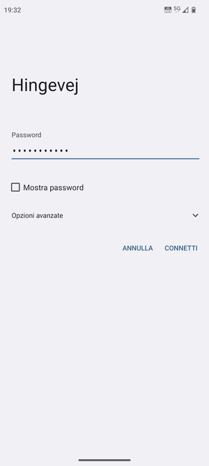Inserisci la password del Wi-Fi e seleziona CONNETTI