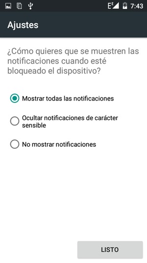 Seleccione la opción deseada y seleccione LISTO