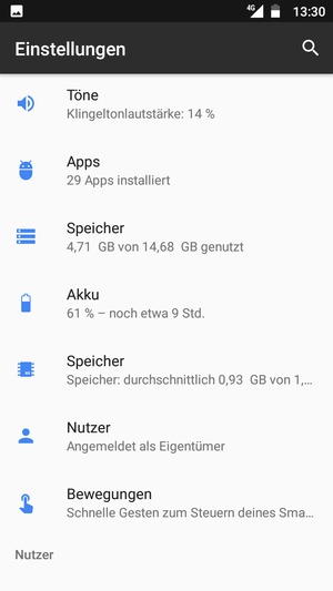 Scrollen Sie und wählen Sie Akku