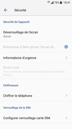 Sélectionnez Configurer verrouillage carte SIM