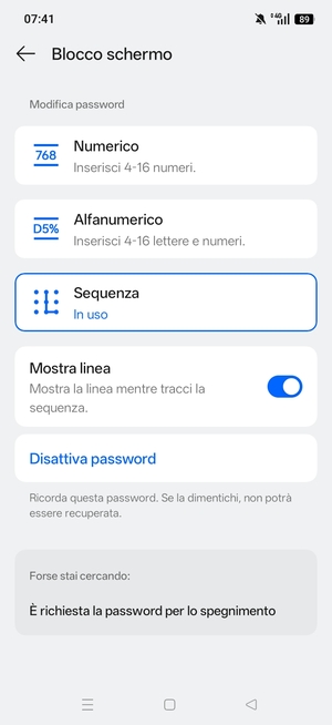 Il tuo telefono è ora protetto dal blocco schermo