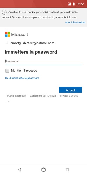 Inserisci la tua password e seleziona Accedi