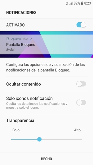 Seleccione la opciones deseada y seleccione HECHO