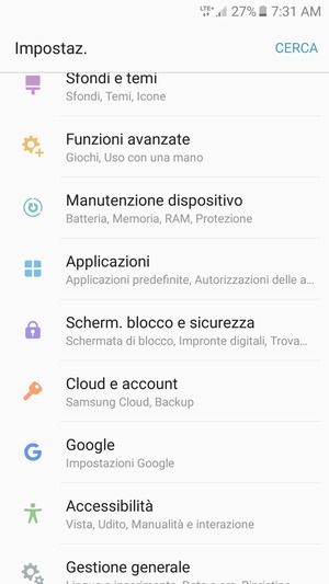 Scorri e seleziona Scherm. blocco e sicurezza