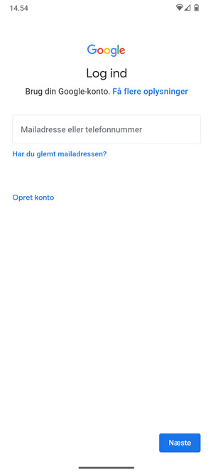 Indtast din Gmail adresse og vælg Næste