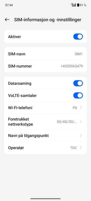 Slå Dataroaming på eller av