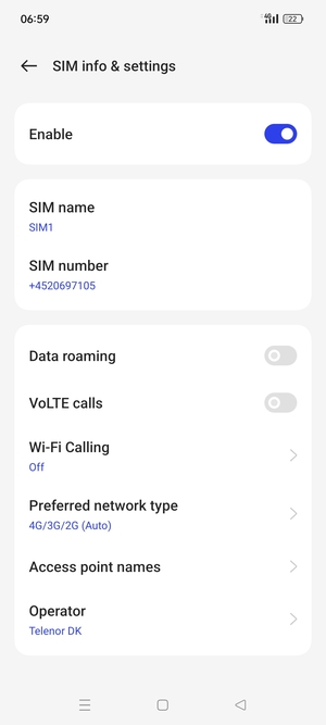 Select Access point names