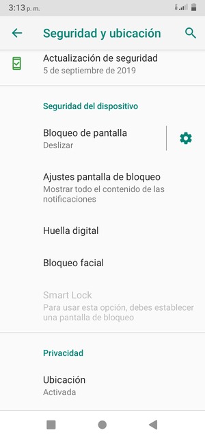Desplácese y seleccione Ubicación