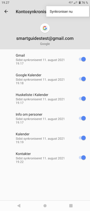 Vælg Synkroniser nu