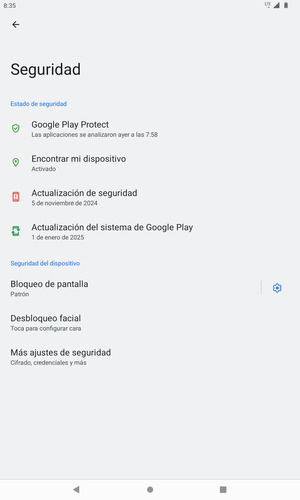 La tablet ha sido asegura con un bloqueo de pantalla