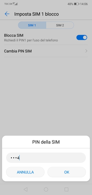 Inserisci PIN della SIM attuale e seleziona OK