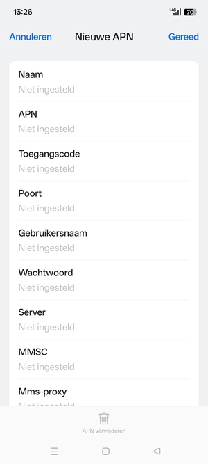 Voer internetgegevens in