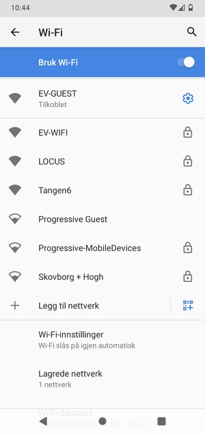 Du er nå koblet til Wi-Fi-nettverket