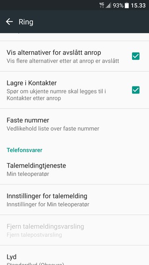 Bla til og velg Innstillinger for talemelding