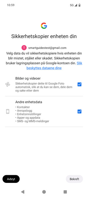 Velg ønsket alternativ og velg Bekreft