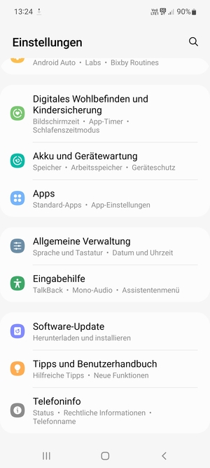 Scrollen Sie und wählen Sie Software-Update
