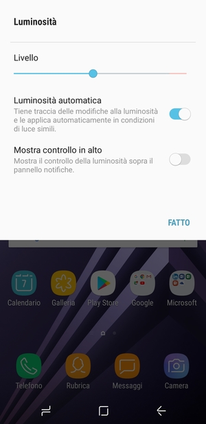 Attiva Luminosità automatica e seleziona FATTO