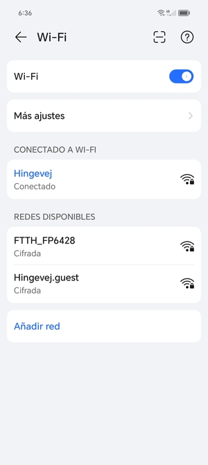 Ahora está conectado a la red Wi-Fi