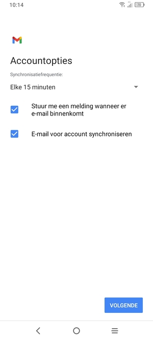 Selecteer VOLGENDE
