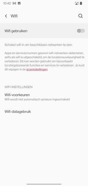 Schakel Wifi gebruiken in