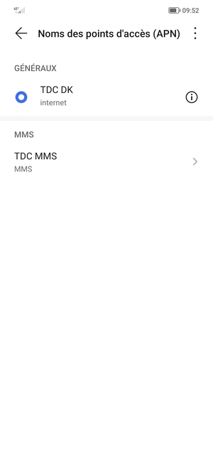 Sélectionnez le bouton du Menu