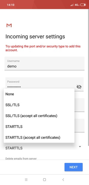 Select None and select NEXT