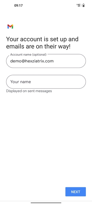 Give your account a name and enter your name. Select NEXT