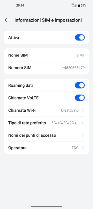 Attiva o disattiva Roaming dati
