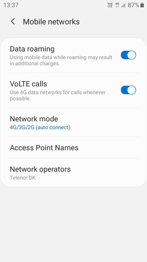 Turn Data roaming on or off