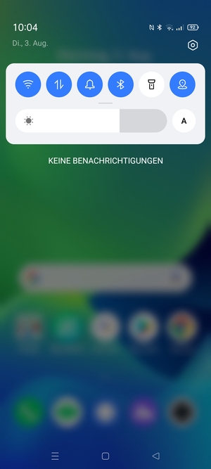Ziehen Sie erneut das obere Menü nach unten