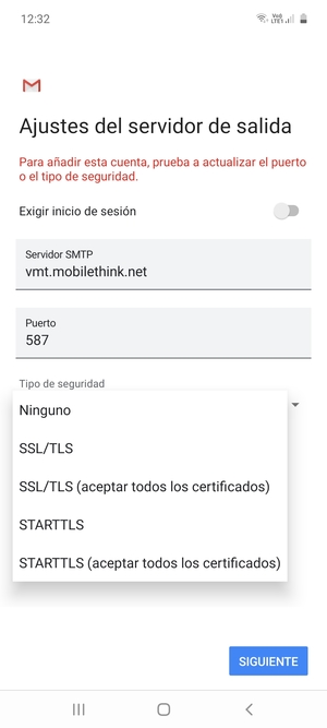 Seleccione Ninguno y SIGUIENTE