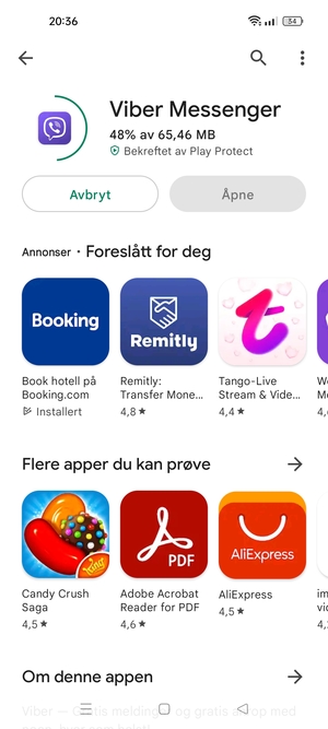 Vent til installasjonen er ferdig