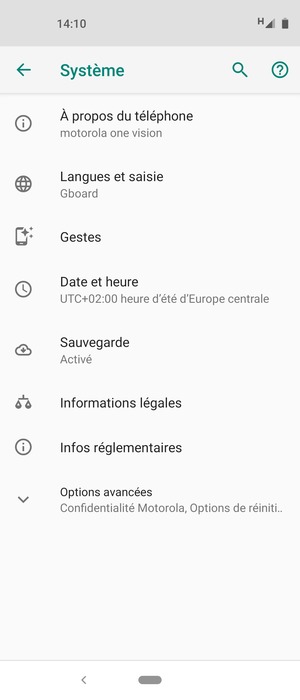 Sélectionnez Options avancées