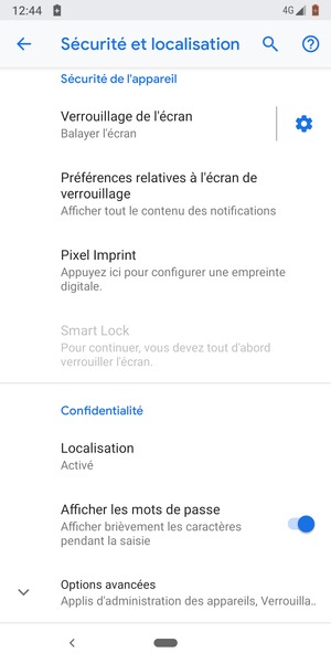 Faites défiler et sélectionnez Localisation