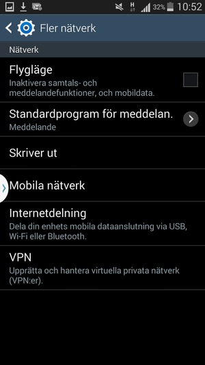 Välj Mobila nätverk