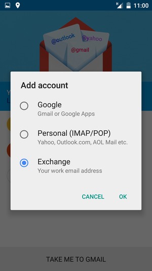 Select Exchange and OK