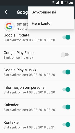 Velg Synkroniser nå