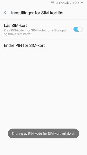 Din PIN-kode for SIM-kort er endret