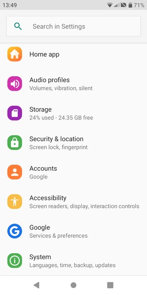 Scroll to and select Security & location