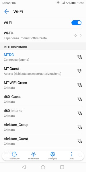 Ora sei connesso alla rete Wi-Fi