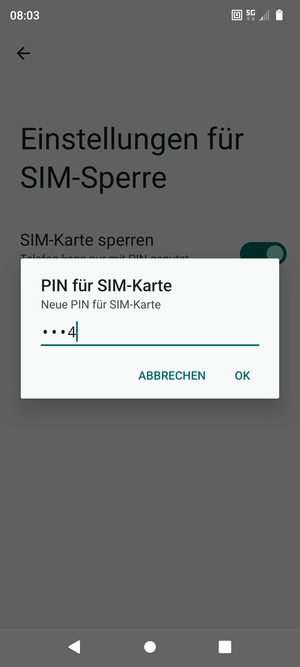 Geben Sie Ihre Neue PIN für SIM-Karte ein und wählen Sie OK