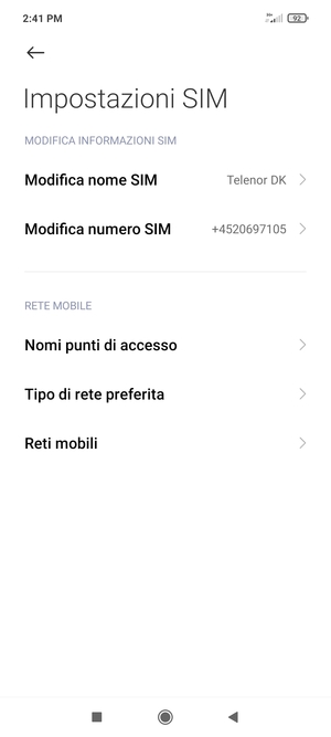 Seleziona Reti mobili