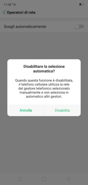 Seleziona Disabilita