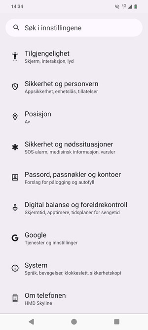 Bla til og velg Sikkerhet og personvern