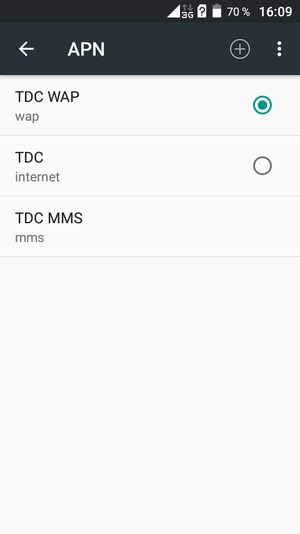 Sélectionnez le point d'accès à Internet