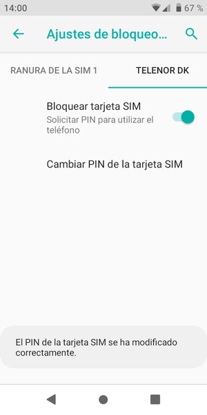 Su PIN de tarjeta SIM ha sido cambiado