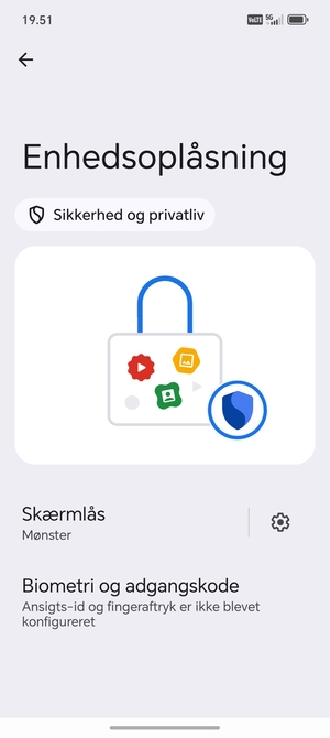Din telefon er nu sikret med en skærmlås