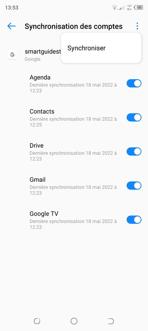 Sélectionnez Synchroniser