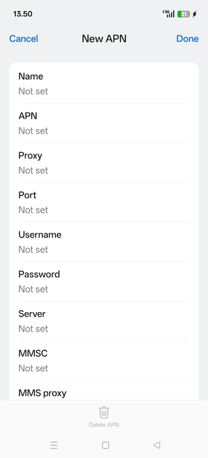 Enter MMS information