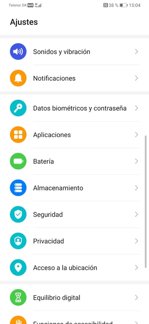 Desplácese y seleccione Batería
